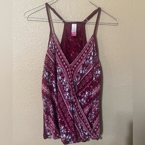 No Boundaries Burgundy & Floral Tank Size M